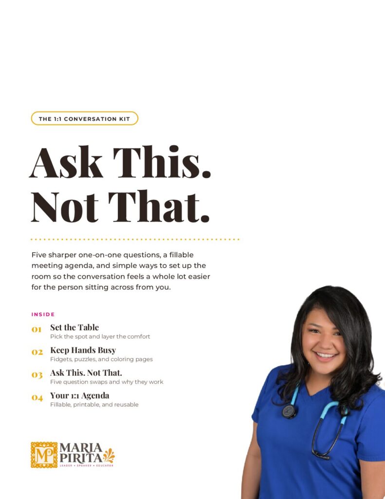 Cover page of the Ask This. Not That. 1:1 Conversation Kit