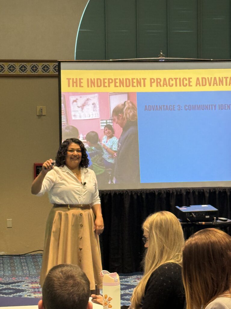 Maria Pirita at a conference